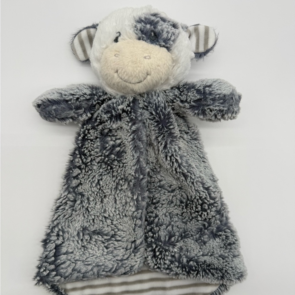 Ebba Aurora Cow Security Blanket Lovey Gray White Plush Baby Comfort Toy